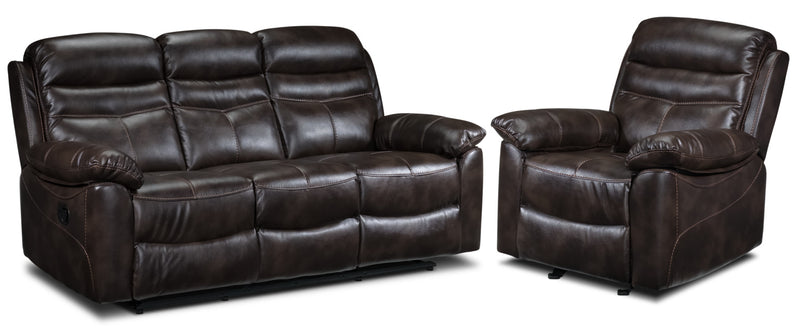 Коричневый  современный диван и кресло из кожи
