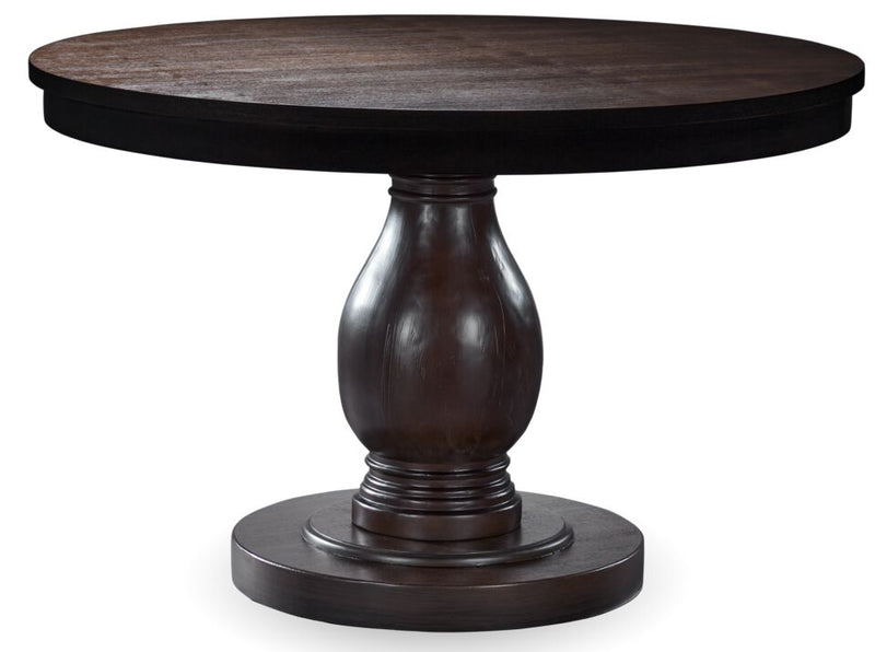 Круглый темно коричневый  обеденный стол
