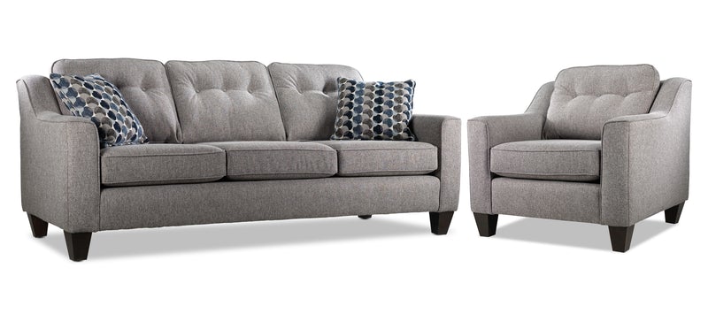 Серый повседневный современный диван и кресло