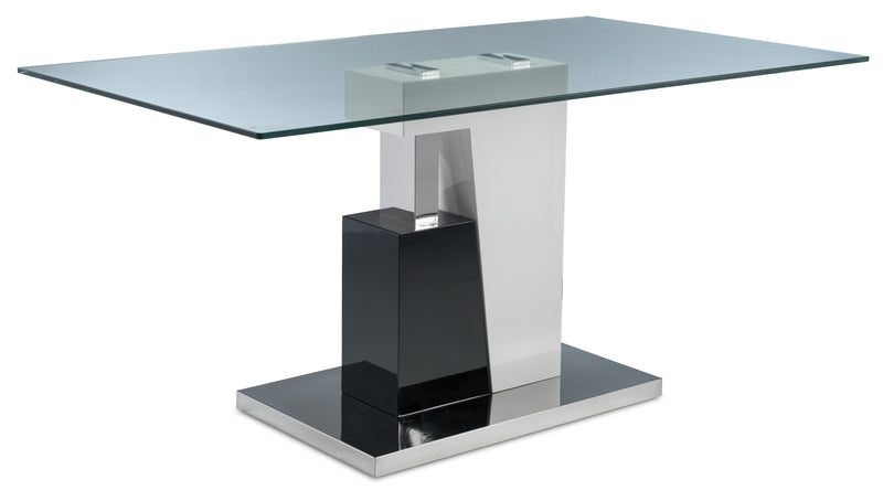 Черно-белый стеклянный обеденный стол