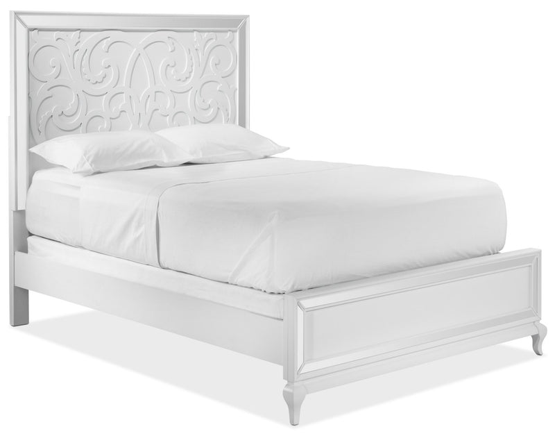 Современная двуспальная кровать с французским шармом-белый