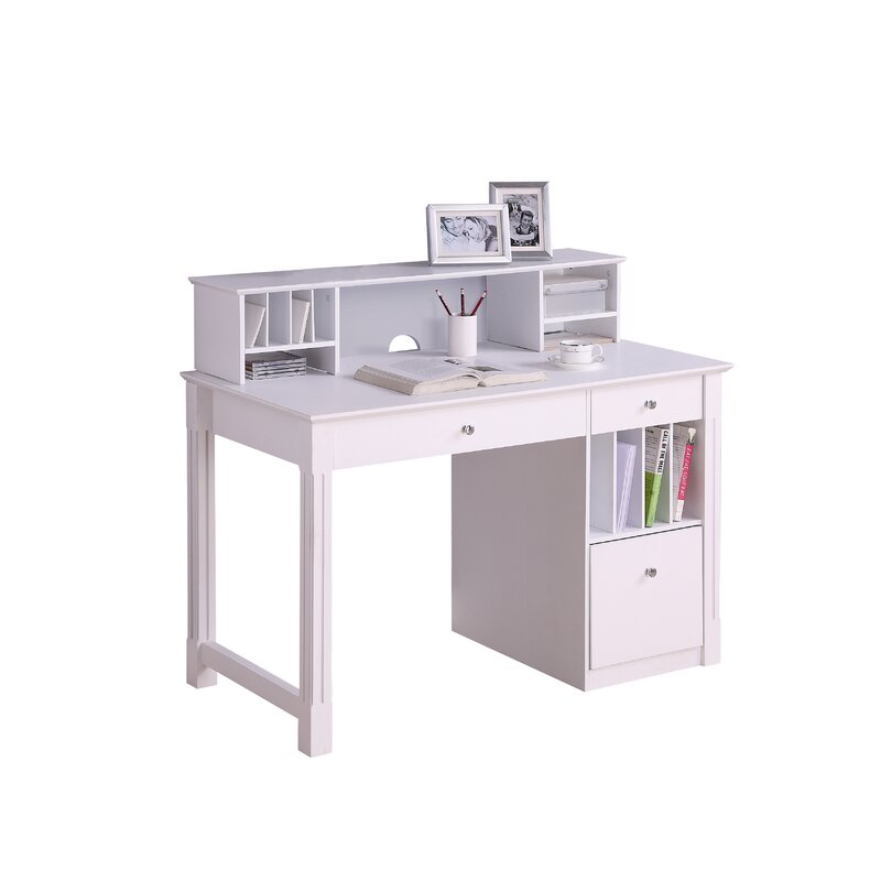 Белый компьютерный стол с ящиками