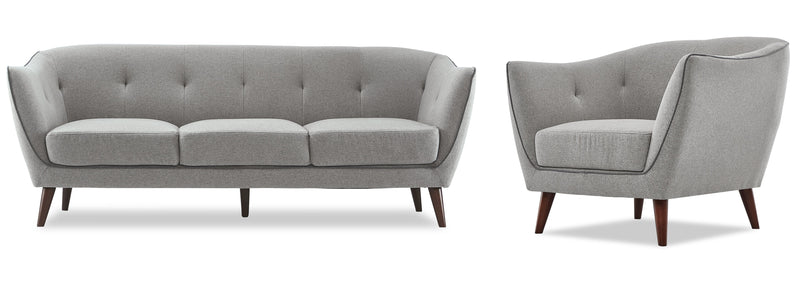 Светло-серый современный диван и стул из полиэстера