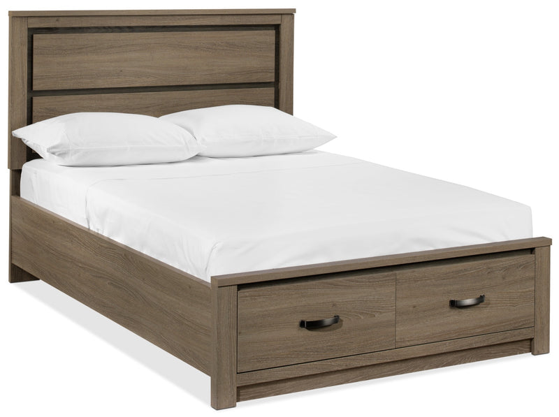 Современная двуспальная кровать с минималистичным дизайном-мокко