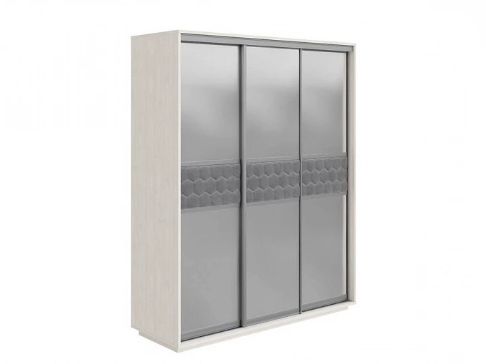 Современный шкаф-купе 3х с 6 зеркалами -серый-серебро