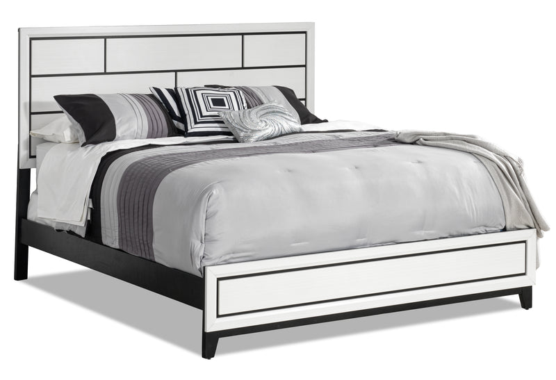 Современная двуспальная кровать с уникальным дизайном-черно-белый