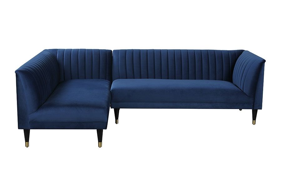 Тёмно-синий угловой диван в стиле 50х